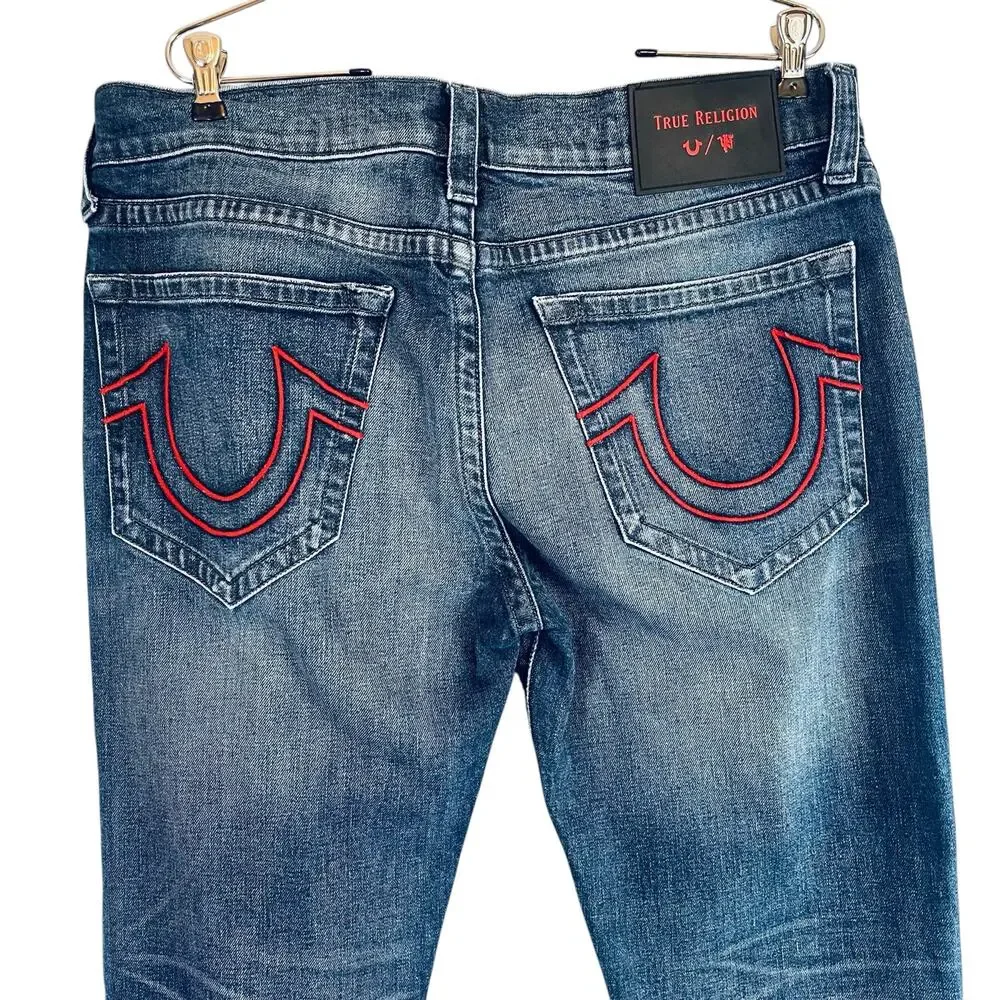 True Religion Manchester United Geno Slim Men's Jean Blue Size 34